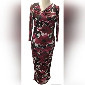 Cupio Blush Floral Dress Lined Women's Size Medium Stretch Long Sleeve